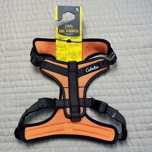 Cabelas Reflective Dog Harness XL Orange Black Mesh Padded 31-39 Inch 2792928